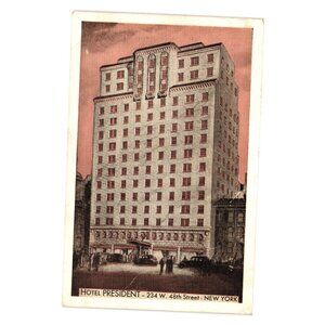 Hotel President New York Vintage Postcard 48th Street Broadway Lumitone USA